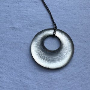 Alexis Bittar Lucite Neutral Circle Pendant Necklace